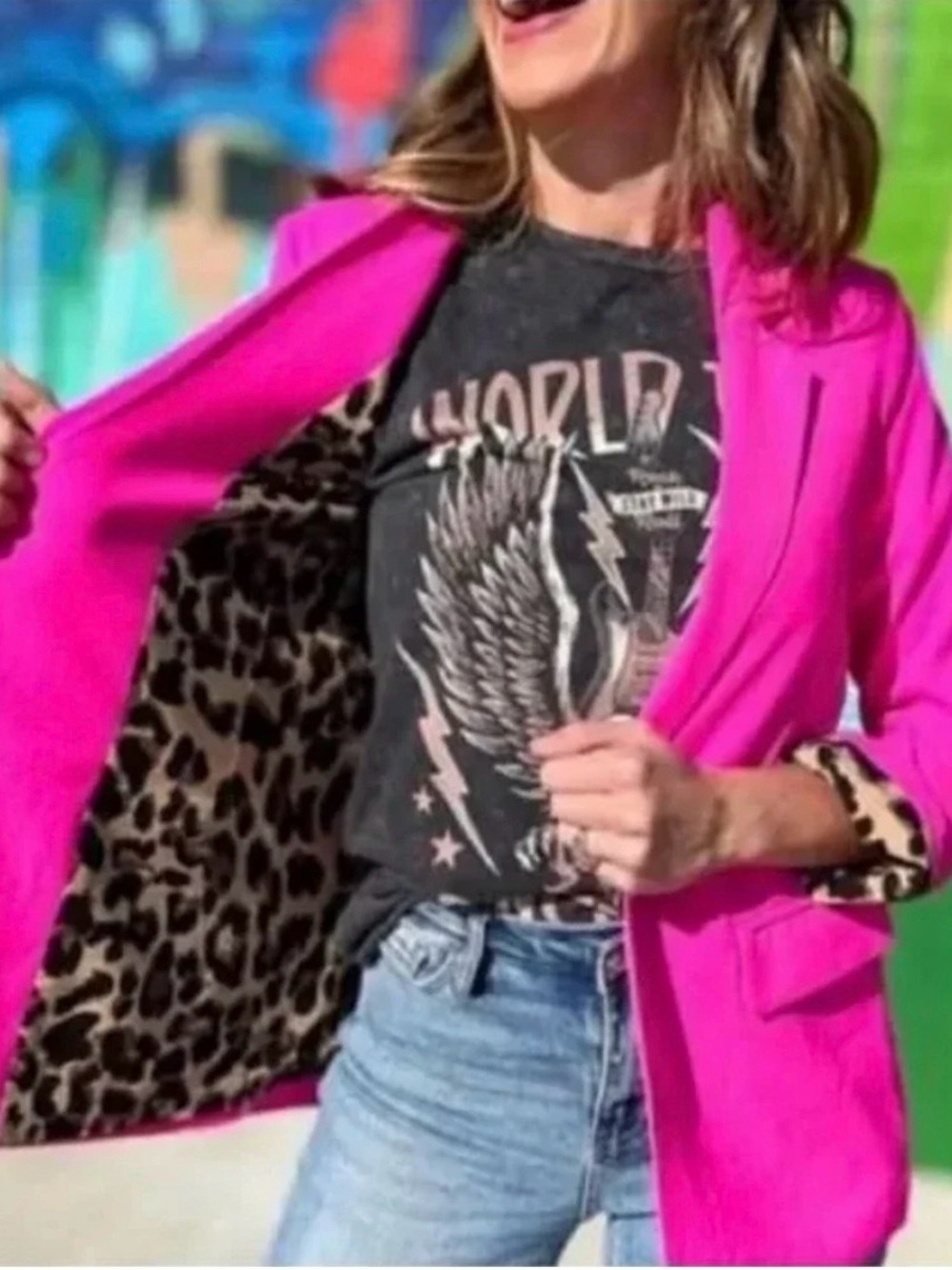All Eyes On Me Leopard Animal Print Hot Pink Blazer Jacket small - Picture 5 of 7